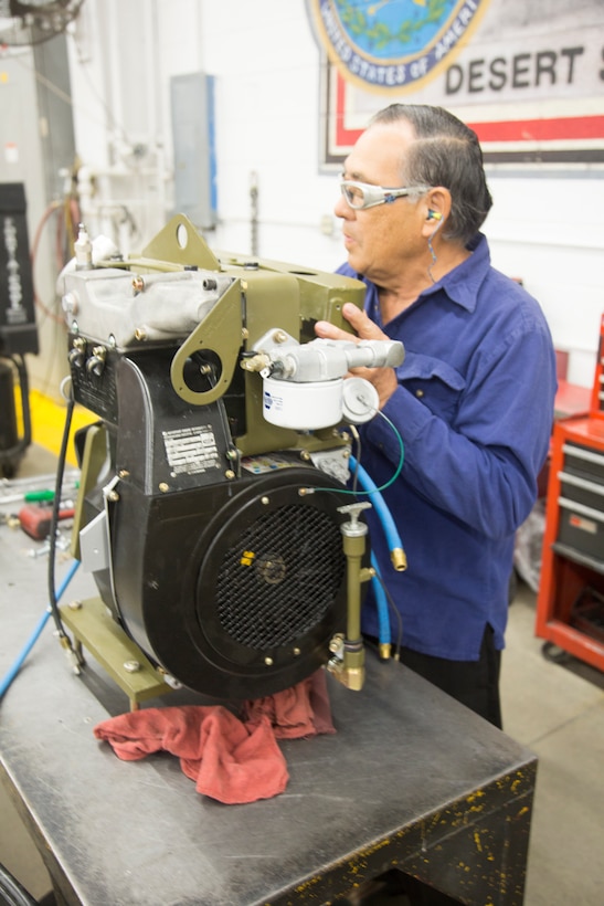 Daniel Madrid started working at Production Plant Barstow when he was 19 years old in 1969. Fifty years later he plays a vital role in keeping the Auxiliary Power Units for the HERCULES M-88 Tank Retriever up and running. He is also a valuable resource for other artisans working in the Engine Shop at PPB, Marine Depot Maintenance Command aboard the Yermo Annex of Marine Corps Logistics Base Barstow, Calif.