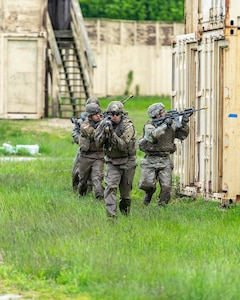 Soldiers of the 1st Battalion, 178 Infantry Regiment, Illinois National Guard move through the squad movement lane of pre-mobilization training at the Marseilles Training Center, Marseilles, Illinois, on May 21, 2019. Approximately 400 Soldiers of the 178 Infantry deploy to Afghanistan summer 2019.