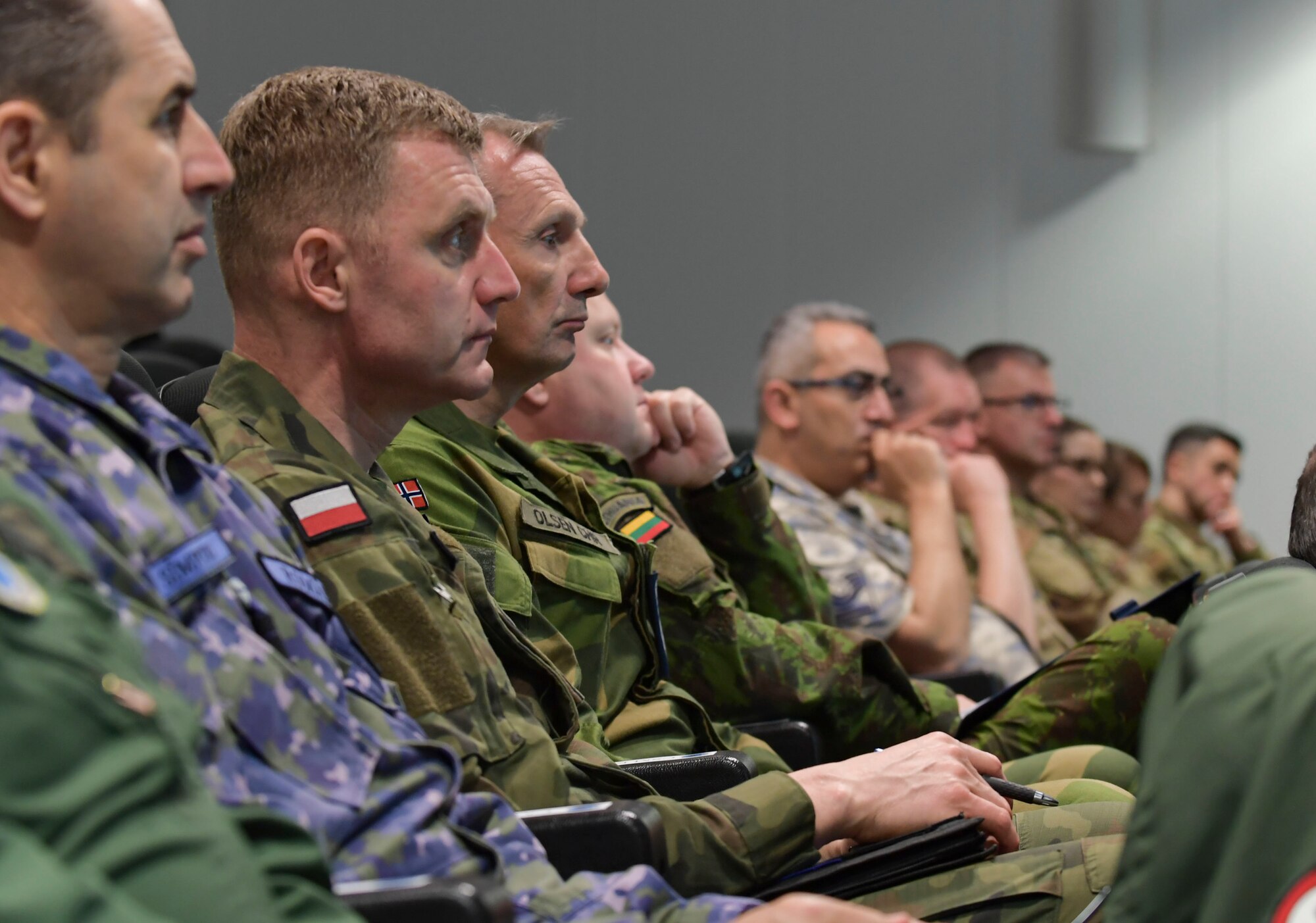 Senior enlisted leaders from across Europe attend the first European Air Forces Senior Enlisted Conference at Ramstein Air Base, Germany, May 21, 2019. Participants from 19 countries, including the United States, discussed multiple topics to help enhance personal growth, increase interoperability, and build partnership capacity. (U.S. Navy photo by Mass Communication Specialist 2nd Class Deanna C. Gonzales)