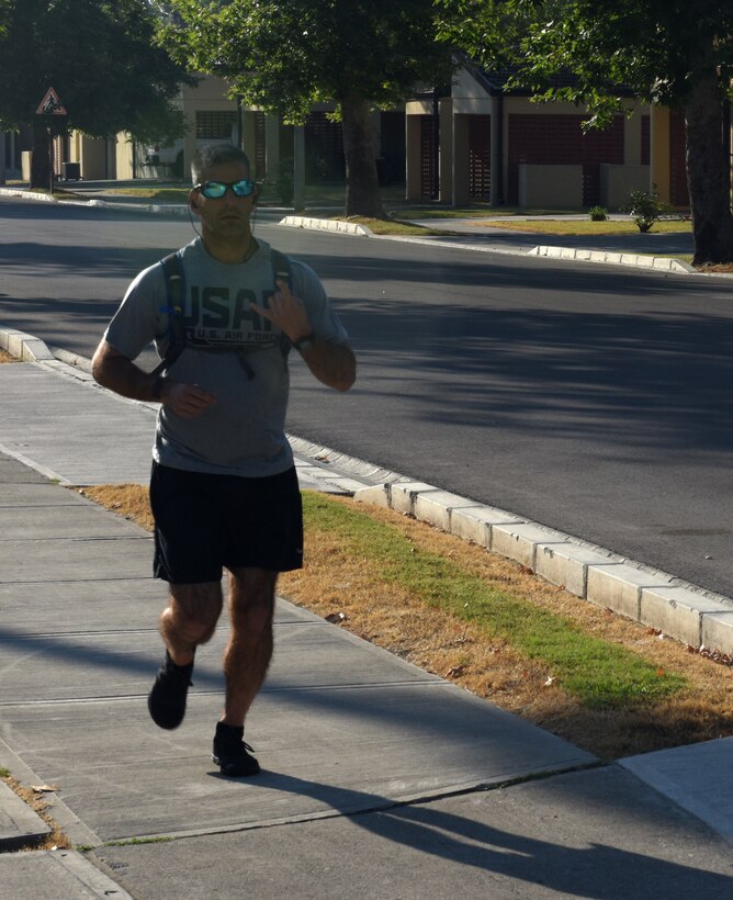 An Airman participating in the Memorial Day Ruck March