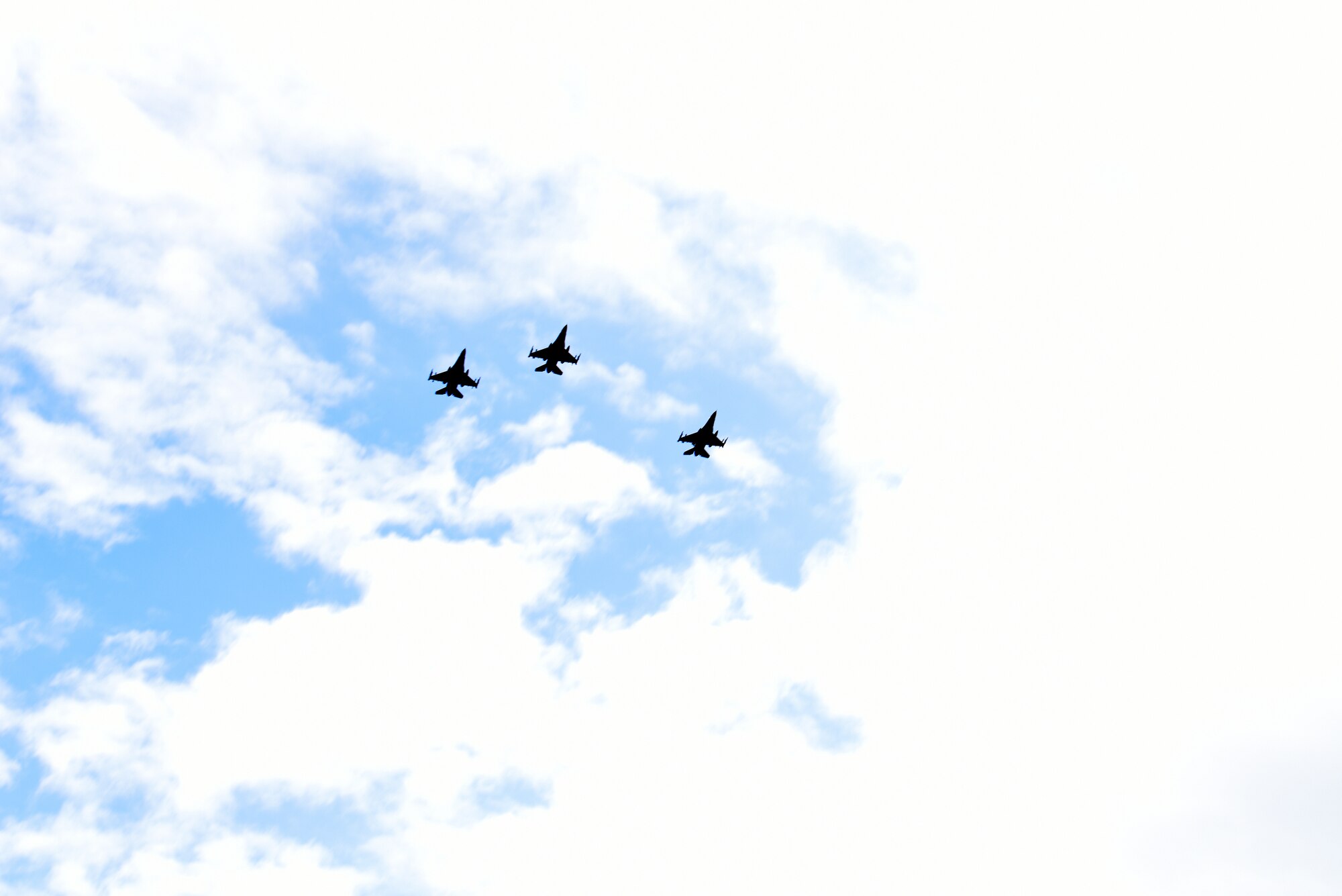 F-16 Fighting Falcons assigned to 555th Fighter Squadron from Aviano Air Base, Italy perform a flyover at the Florence American Cemetery Memorial Day event in Florence, Italy on May 27, 2019. Memorial Day is used to remember those who have made the ultimate sacrifice. (U.S. Air Force photo by Airman 1st Class Caleb House)