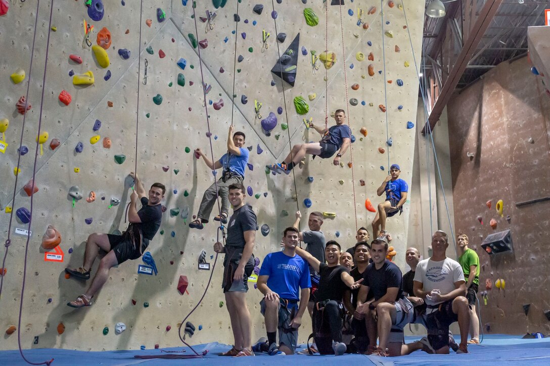 Marines participated in a team building rock climbing event, May 17, 2019.