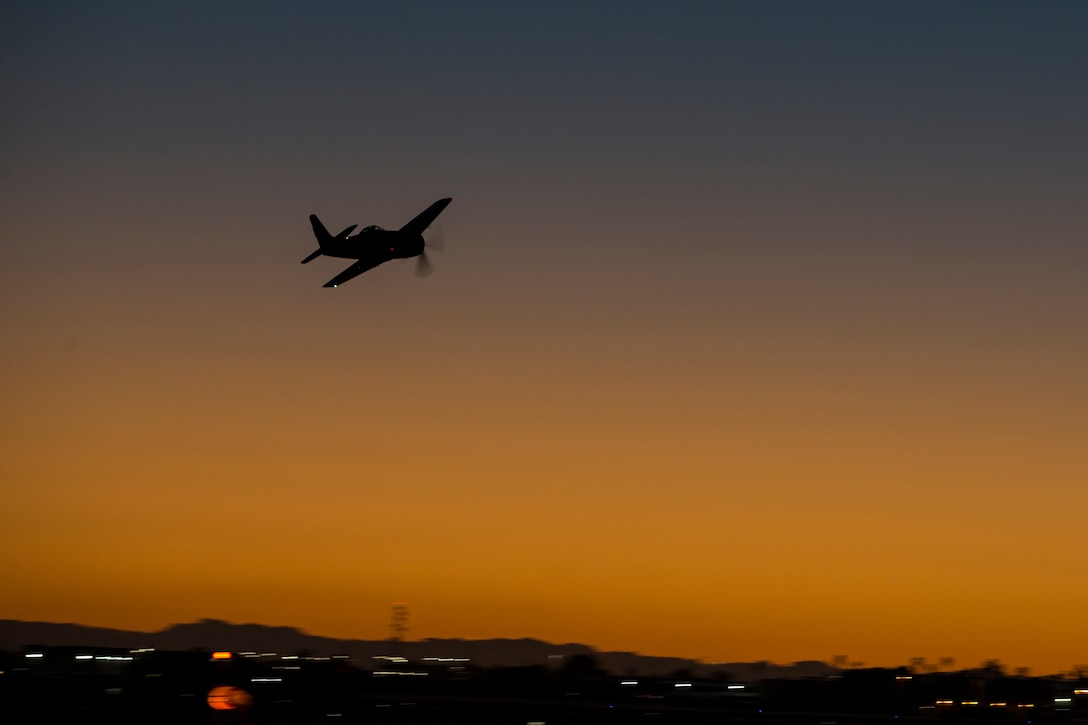 The Mesa and Southern California Commemorative Air Force performs an acrobatic aerial display for the spectators during the 2019 Yuma Airshow hosted by Marine Corps Air Station(MCAS) Yuma Ariz., March 8, 2019. The airshow is MCAS Yuma's only military airshow of the year and provides the community an opportunity to see thrilling aerial and ground performers for free while interacting with Marines and Sailors. (U.S. Marine Corps photo by Pfc. John Hall)
