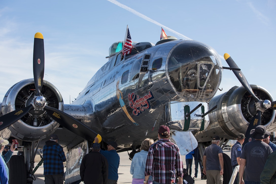 Visitors and spectators from around the world view static displays of aircraft at the 2019 Yuma Airhow hosted by Marine Corps Air Station (MCAS) Yuma Ariz., March 9, 2019. The airshow is MCAS Yuma's only military airshow of the year and provides the community an opportunity to see thrilling aerial and ground performers for free while interacting with Marines and Sailors. (U.S. Marine Corps photo by Sgt. Allison Lotz)