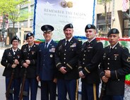 The Illinois National Guard​'s 108th Sustainment Brigade provided a ceremonial rifle squad for Chicago Memorial Day on May 25.Pictured from the left is Amanda Diaz of Montgomery, Illinois; Pfc. Korina Walach, also of Montgomery; Brig. Gen. Richard R. Neely, The Adjutant General of the Illinois National Guard; Capt. Tim McDuffie, the Guard's Intergovernmental and Interagency Officer; the detail's officer-in-charge 2nd Lt. Andrew Madry of Lake Zurich, Illinois, and Pfc. Yohn Montalvo of Melrose Park, Illinois.