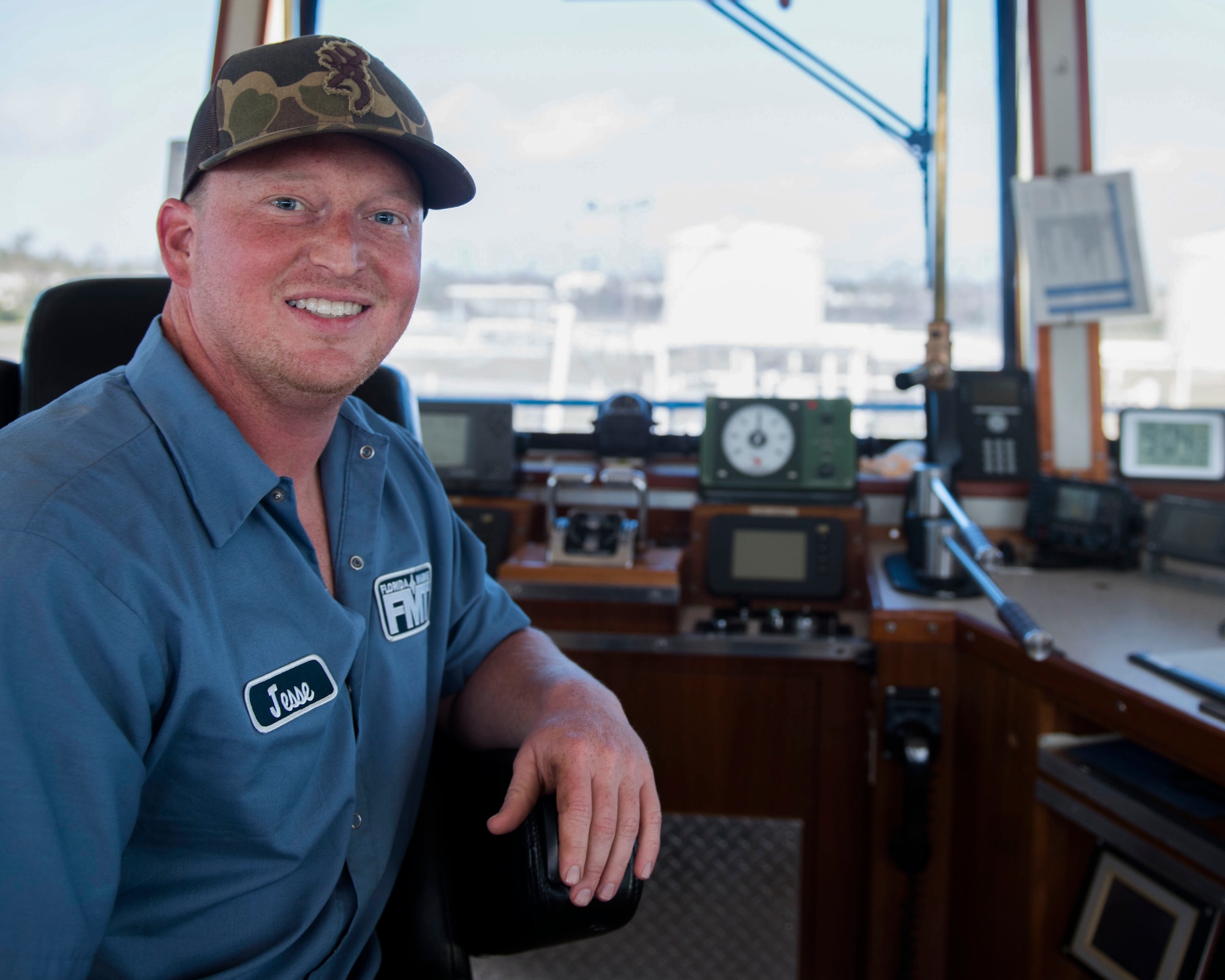 Jesse Hanford, steersman on the Rhonda Lamulle, poses for a photo May 21, 2019, at Tyndall Air Force Base, Florida.
