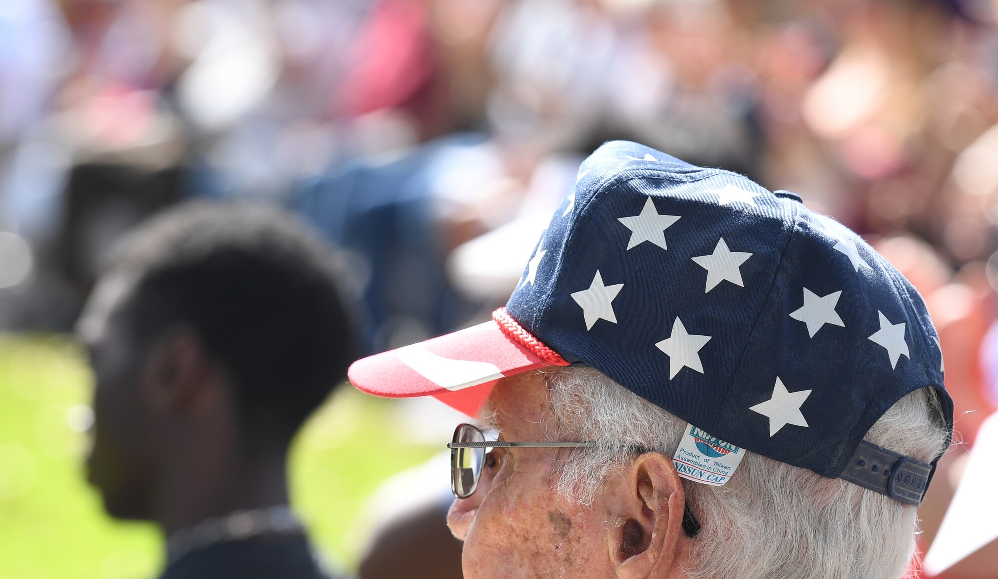 Emily Crower, spouse of retired U.S. Army Maj. Albert Crower, presents a wreath on behalf of the Gold Star Wives organization during the Biloxi National Cemetery Memorial Day Ceremony in Biloxi, Mississippi, May 27, 2019. The ceremony honored those who have made the ultimate sacrifice while serving in the armed forces. Biloxi National Cemetery is the final resting place of more than 23,000 veterans and their family members. Eight hundred burials take place there every year for men and women who served in wars years ago and for those defending America today. (U.S. Air Force photo by Kemberly Groue)