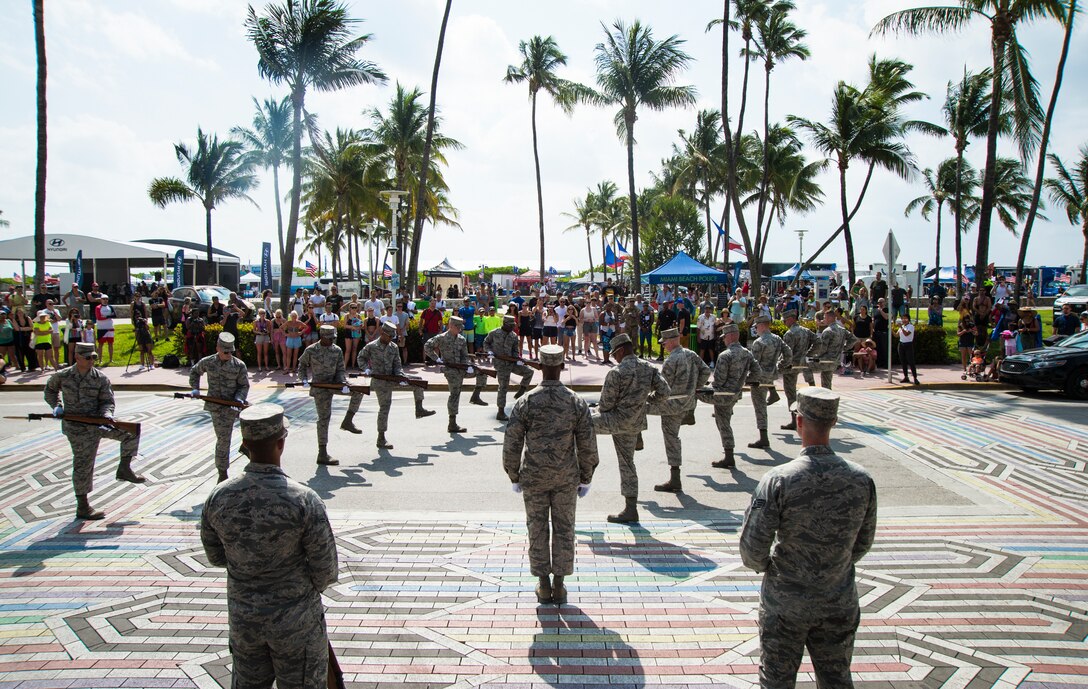 The drill team performs