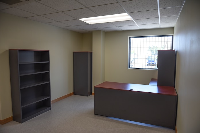 The $811 thousand renovation on Air Force Office of Special Investigations Detachment 613 included dedicated work spaces set up and equipped to allow for efficient day-to-day training and operations on numerous mission sets while also fostering an environment where agents can receive and apply instantaneous feedback to improve investigation techniques and skills. (U.S. Air Force photo by Staff Sgt. Mackenzie Mendez)