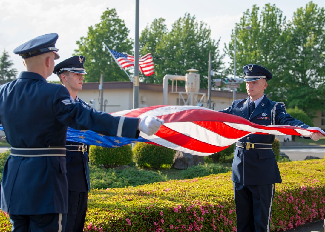 374th SFS Airmen finish Police Week with retreat ceremony