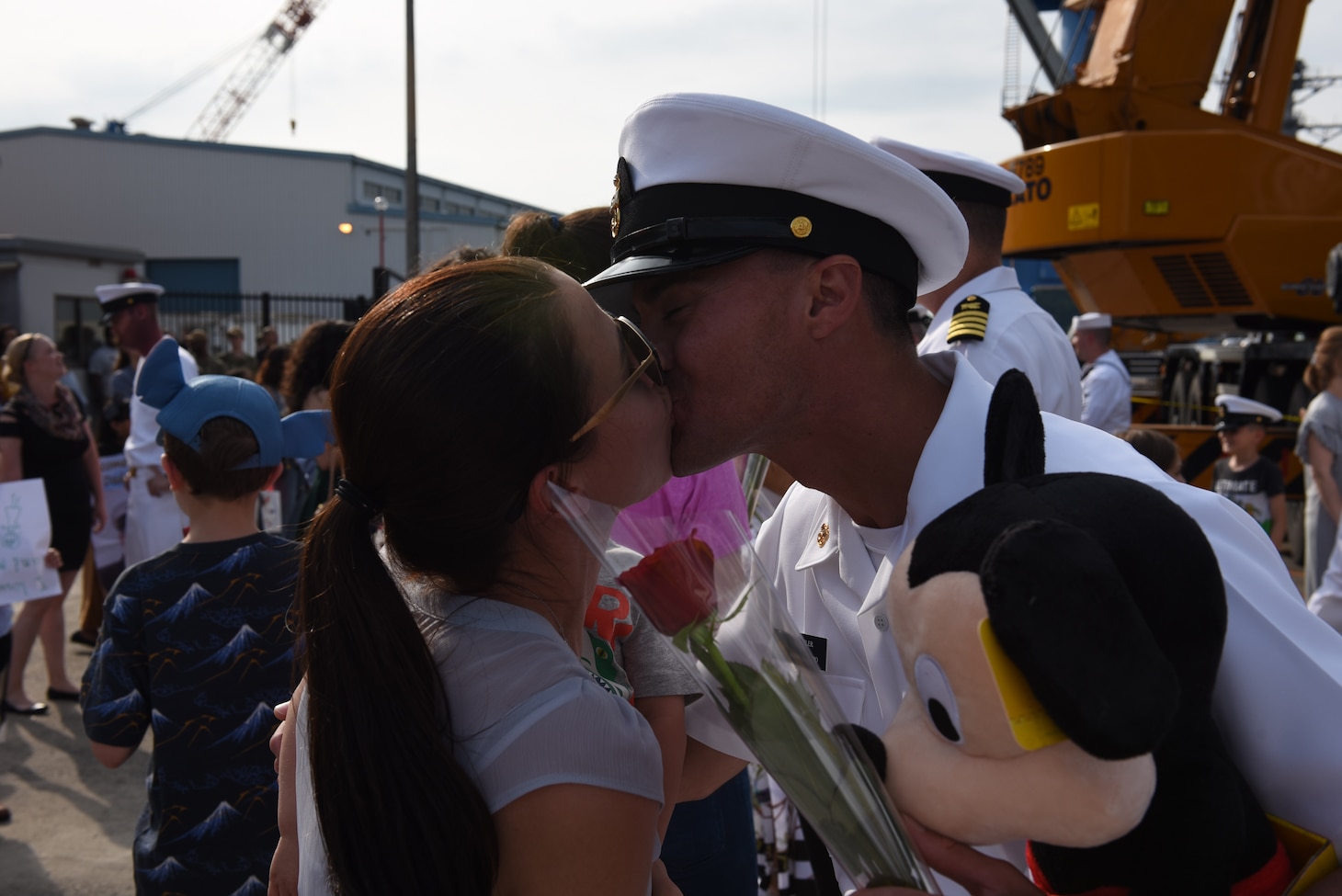 YOKOSUKA, Japan (May 29, 2019) – Families of Sailors assigned to Commander U.S. 7th Fleet and 7th Fleet flagship USS Blue Ridge (LCC 19) wait to greet their returning loved ones as the ship returns to its homeport, Commander, Fleet Activities Yokosuka. Blue Ridge is the oldest operational ship in the Navy and, as 7th Fleet command ship, actively works to foster relationships with allies and partners in the Indo-Pacific Region. (U.S. Navy photo by Mass Communication Specialist Seaman Aron Montano)