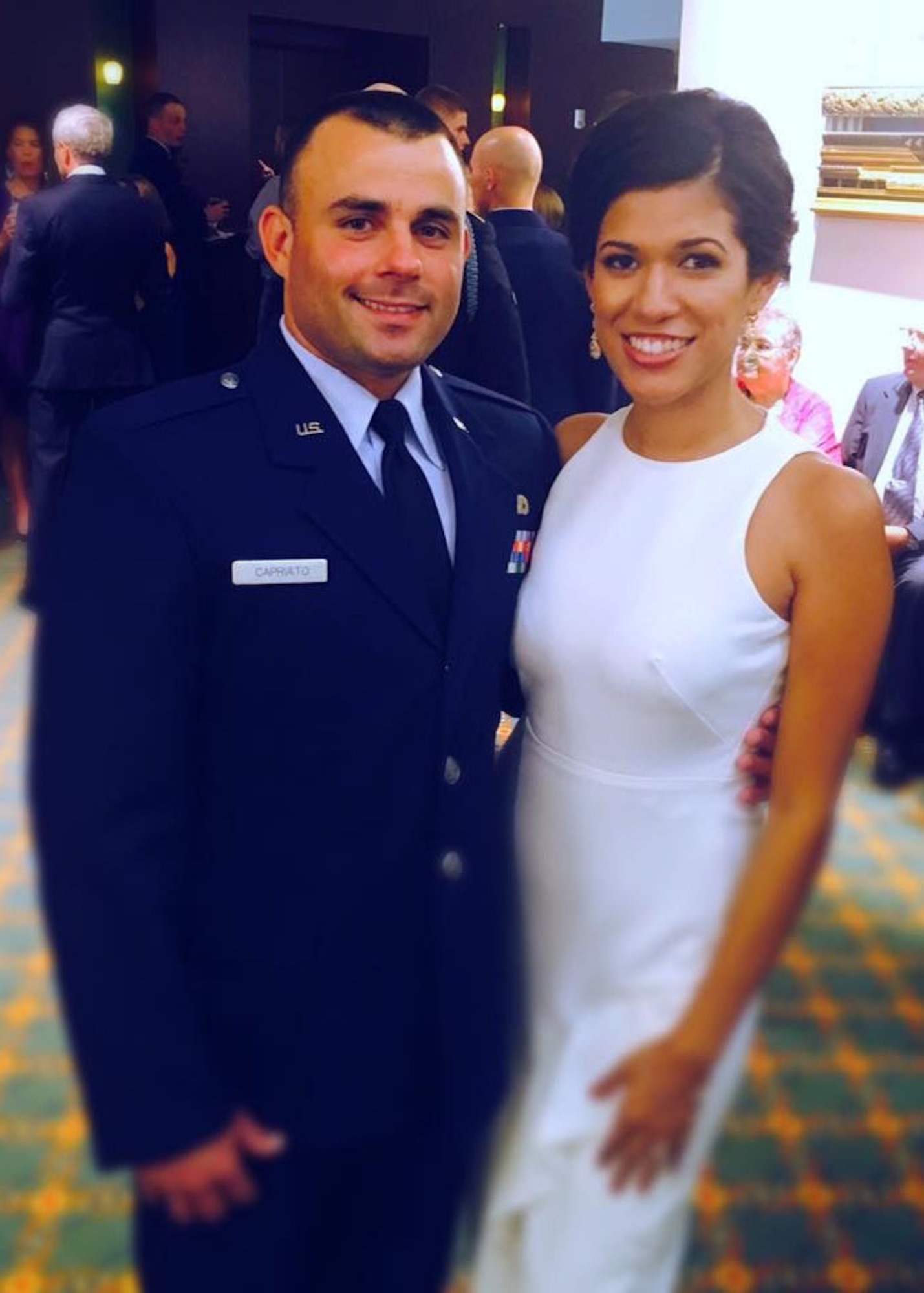 U.S. Air Force 2nd Lt. Nicolas Capriato and his wife Cristina pose for a photo.