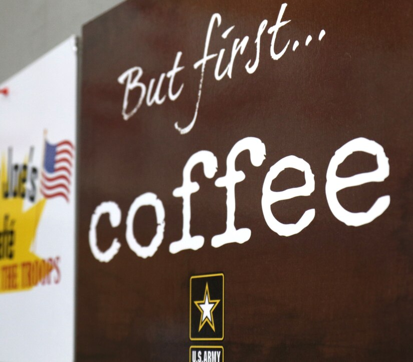 Holy Joe's, a resiliency center at Camp Arifjan, Kuwait, has books, video games, and coffee for Soldiers who need a break, May 20, 2019.