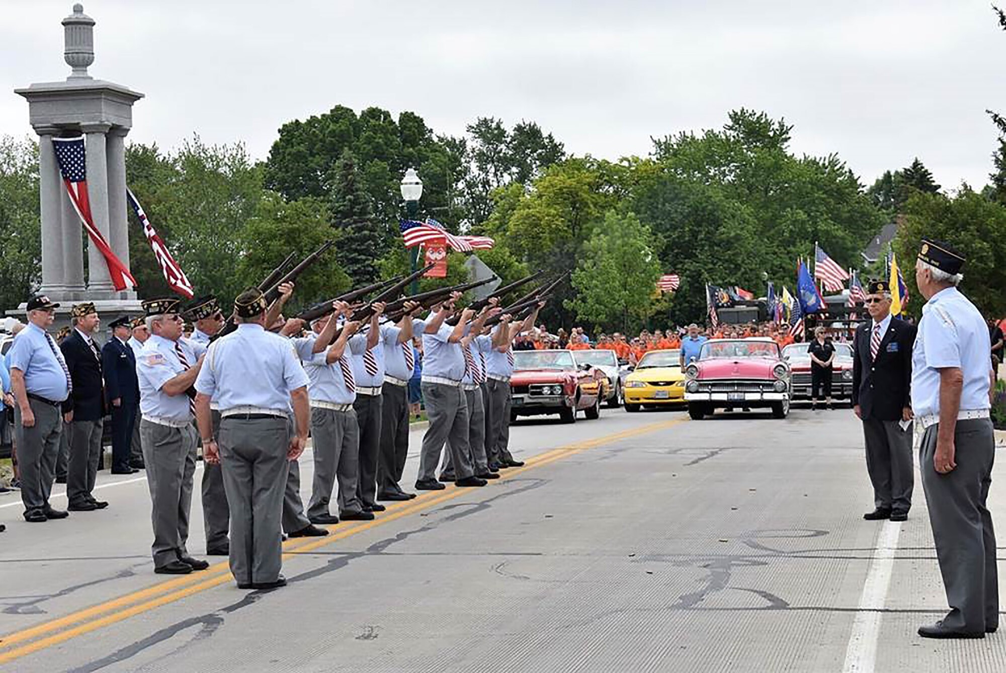 Col. Bryan Runion, 445th Mission Support Group commander, was the guest speaker at the Memorial Day Service for the City of Versailles, Ohio, May 27, 2019. He participated in a parade that concluded at the Greenlawn Cemetery where the ceremony was held.