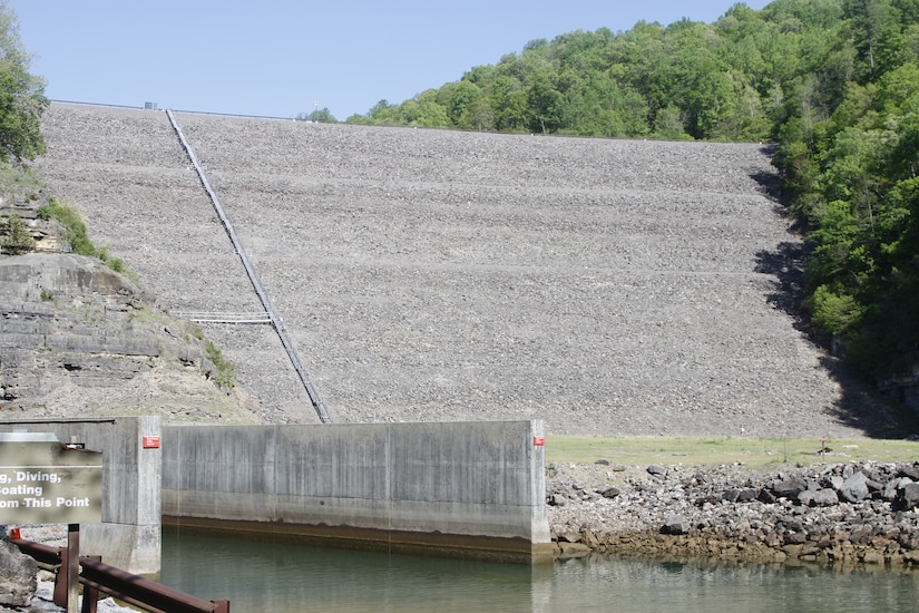 Gathright Dam in Alleghany County, Virginia, impounds water flowing down the Jackson River to create the 2,500-acre Lake Moomaw. Since opening in 1979, the dam has prevented numerous floods, saving countless dollars and lives.