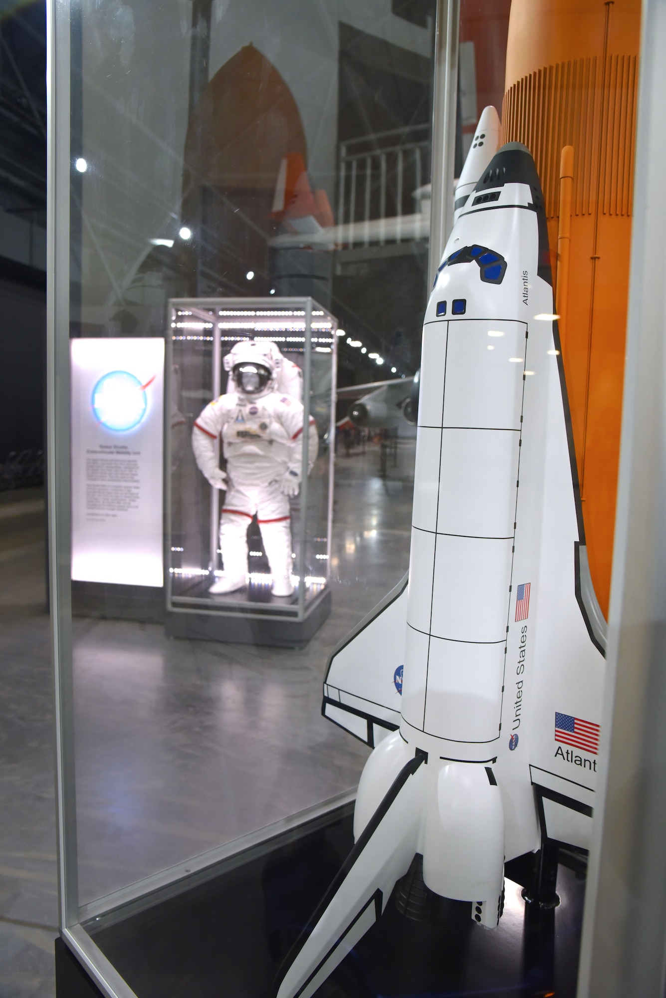 The Space Shuttle Extravehicular Mobility Unit (EMU)
represents the most advanced system used in spacewalking.(U.S. Air Force photo by Ken LaRock)