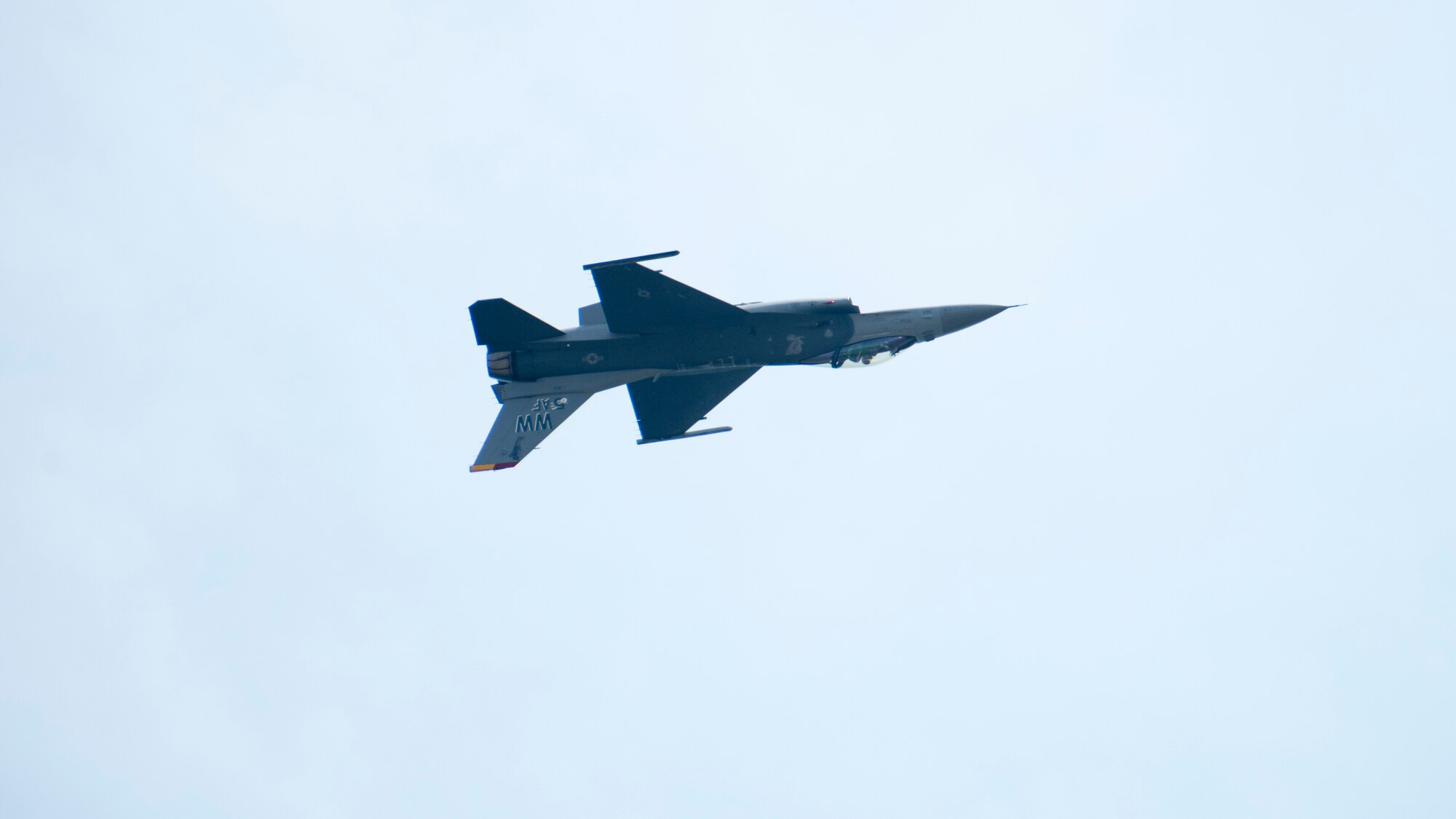 U.S. Air Force Capt. Jacob “Primo” Impellizzeri, the Pacific Air Forces F-16 Fighting Falcon Demonstration Team commander and pilot, performs an aerial demonstration at the 43rd Japan Maritime Self-Defense Force – Marine Corps Air Station Iwakuni Friendship Day 2019 at MCAS Iwakuni, Japan, May 5, 2019. Impellizzeri describes flying in the F-16 as “freeing” because the bubble canopy on top gives a 360-degree point of view of the world around him. (U.S. Air Force photo by Senior Airman Collette Brooks)