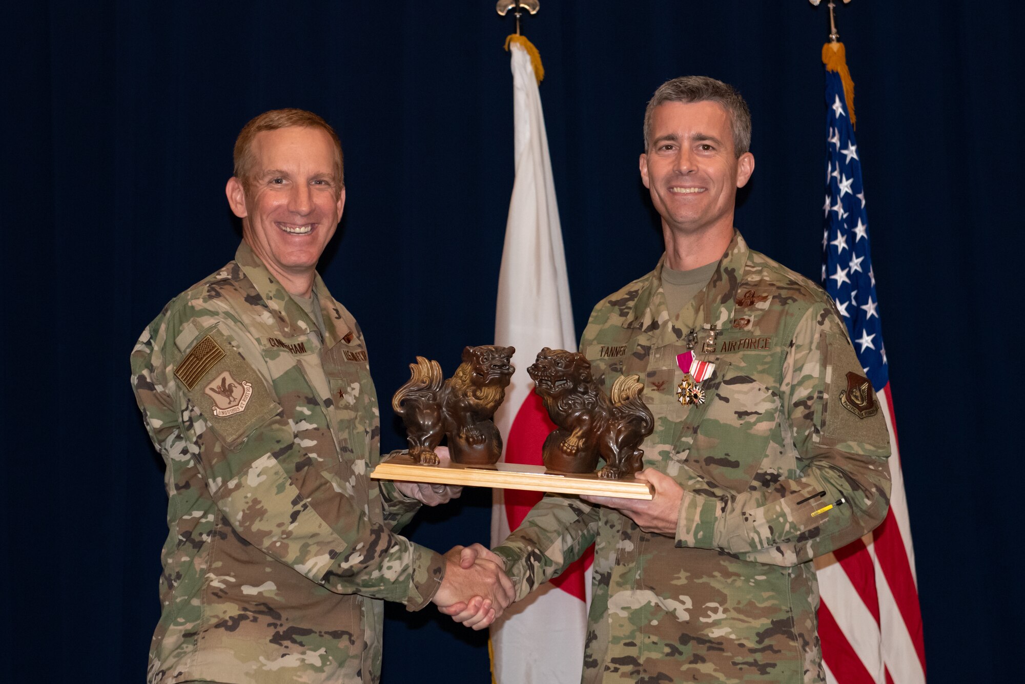 Team Kadena bids farewell to U.S. Air Force Col. Richard C. Tanner, 18th Wing vice commander, at Kadena Air Base, Japan, May 29, 2019.
