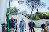 Auditors inspect an eye-wash station at Admiral Robert B. Carney Park in Pozzuoli, Italy,
