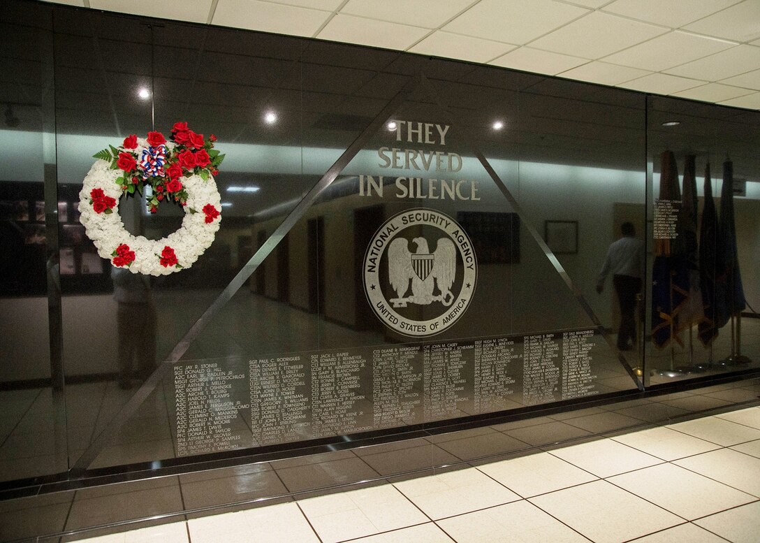 The National Security Agency/Central Security Service Cryptologic Memorial Wall honors and remembers those who gave their lives,