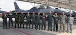 F-16 pilots assigned to the Air National 149th Fighter Wing pose with members of the Czech and Chilean air forces in front of an F-16 Fighting Falcon at Joint Base San Antonio-Lackland May 17. Texas has a partnership with both the Czech Republic and Chile under the National Guard's State Partnership Program.