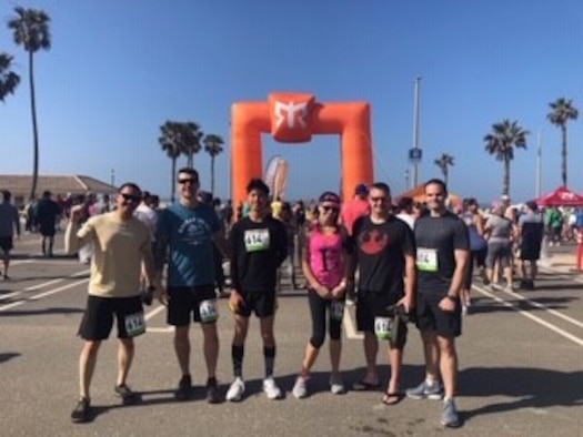 Six team members, affiliated with Vandenberg Air Force Base, participated in the So Cal Ragnar Relay Ultramarathon, April 12 through 13, 2019, in Huntington Beach, Calif. Each member of the six-man team ran anywhere from 26 to 36 miles of the Ragnar Relay to complete a cumulative 200 miles. (Courtesy photo)