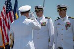 YOKOSUKA, Japan (May 24, 2019) Cmdr. Jeff Benson delivers remarks at his change of command ceremony onboard the Arleigh-Burke guided-missile destroyer USS Stethem (DDG 63). Cmdr. Benson is being relieved by Cmdr. John Rummel as commanding officer of Stethem. Stethem is forward-deployed to the Indo-Pacific area of responsibility in support of security and stability in the region.
