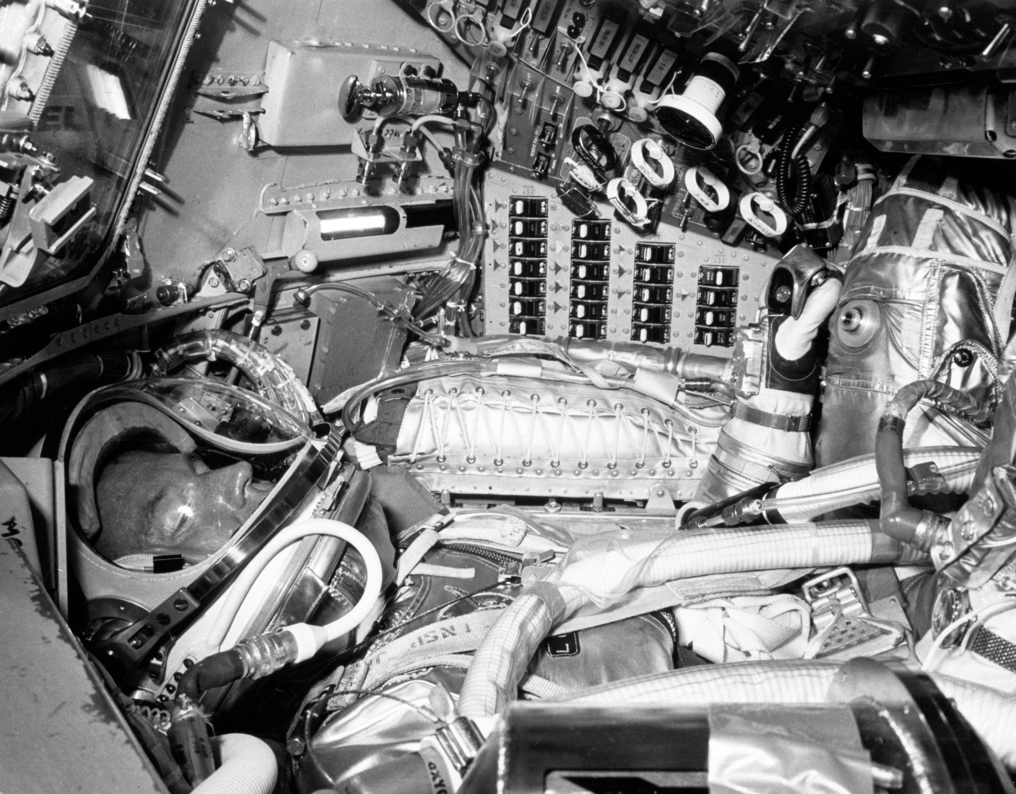 Gordon Cooper inside his Mercury spacecraft Faith 7. He had very little room to move, and his space suit served as a backup in case the vehicle lost pressure. (Contributed photo)