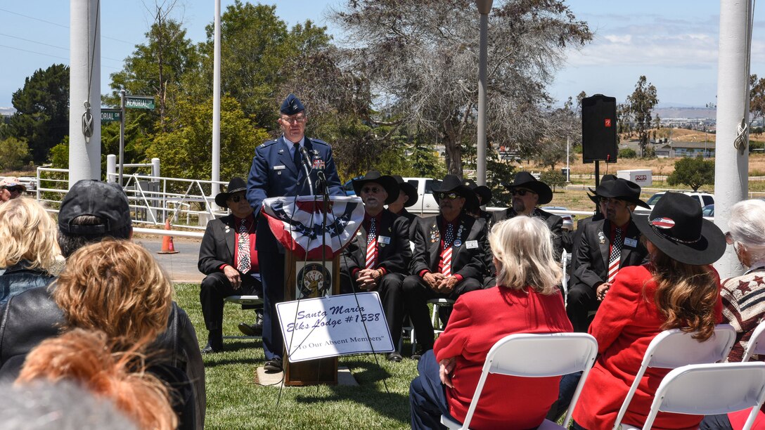 Col. Bob Reeves, 30th Space Wing vice commander, speaks during a Memorial Day ceremony May 27, 2019, in Santa Maria, Calif.