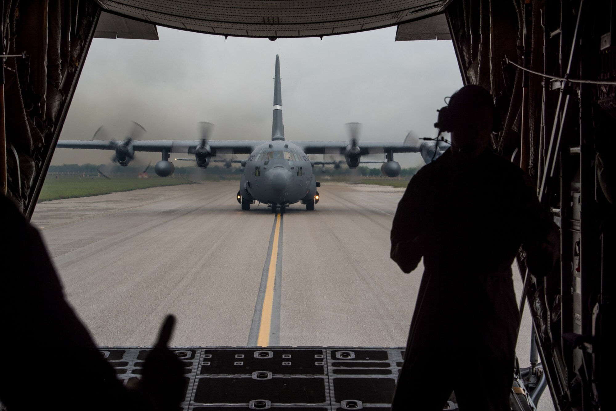 A Kentucky Air National Guard C-130 Hercules aircraft lands at Aviano Air Base, Italy, on May 20, 2019, after conducting a nonstandard-load training flight while carrying equipment from U.S. Army Europe’s 173rd Airborne Brigade Combat Team as part of Immediate Response 2019. The exercise is designed to improve readiness and interoperability among participating allied and partner nations integrated into a multinational battalion. Combined training enables partners to readily respond more effectively to regional crises and meet their own national defense goals. (U.S. Air National Guard photo by Staff Sgt. Horton)