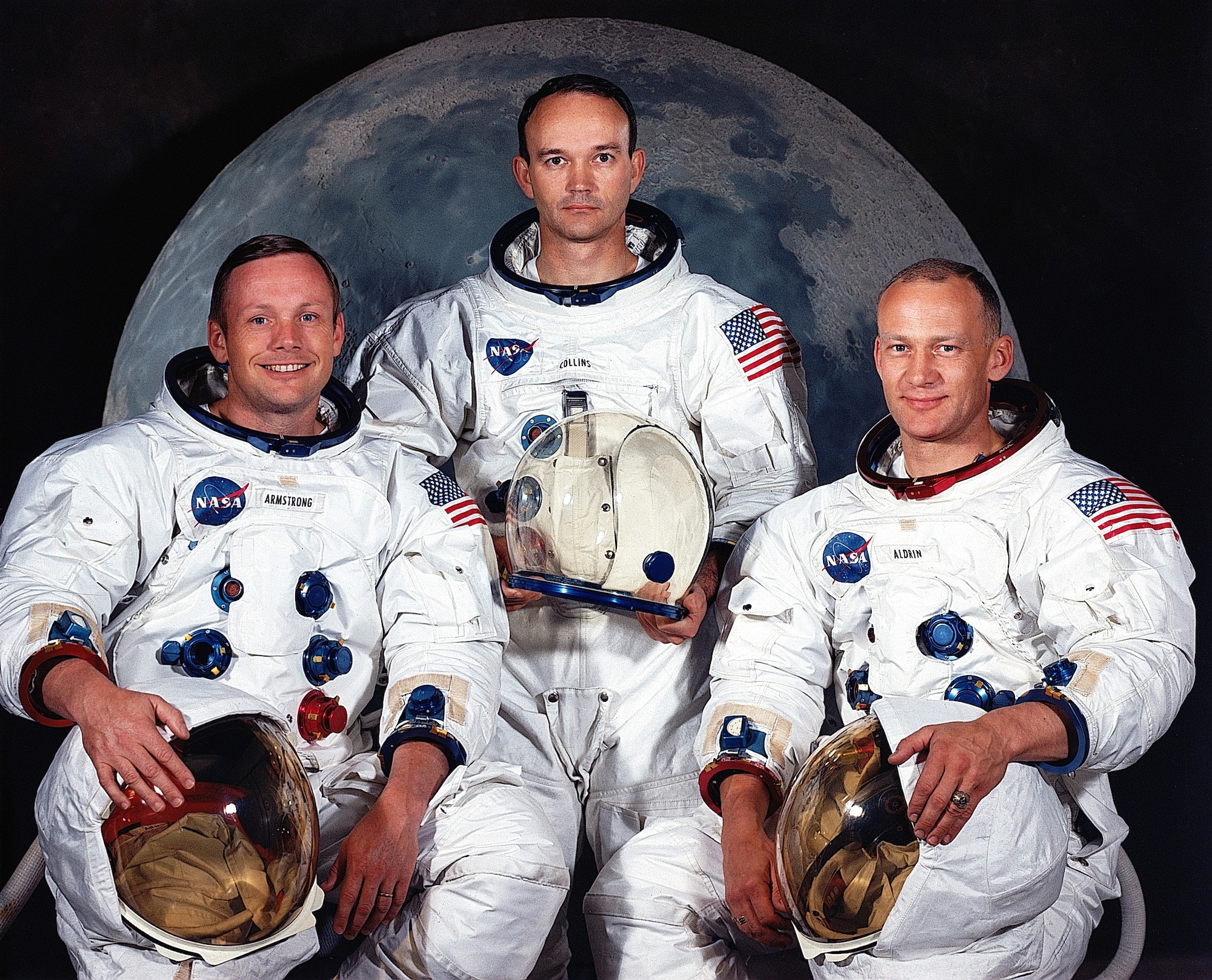 Apollo 11 Command Module Pilot and USAF Col. (later Maj. Gen.) Michael Collins (center) with Neil Armstrong (left) and USAF Col. Buzz Aldrin. (Contributed photo)