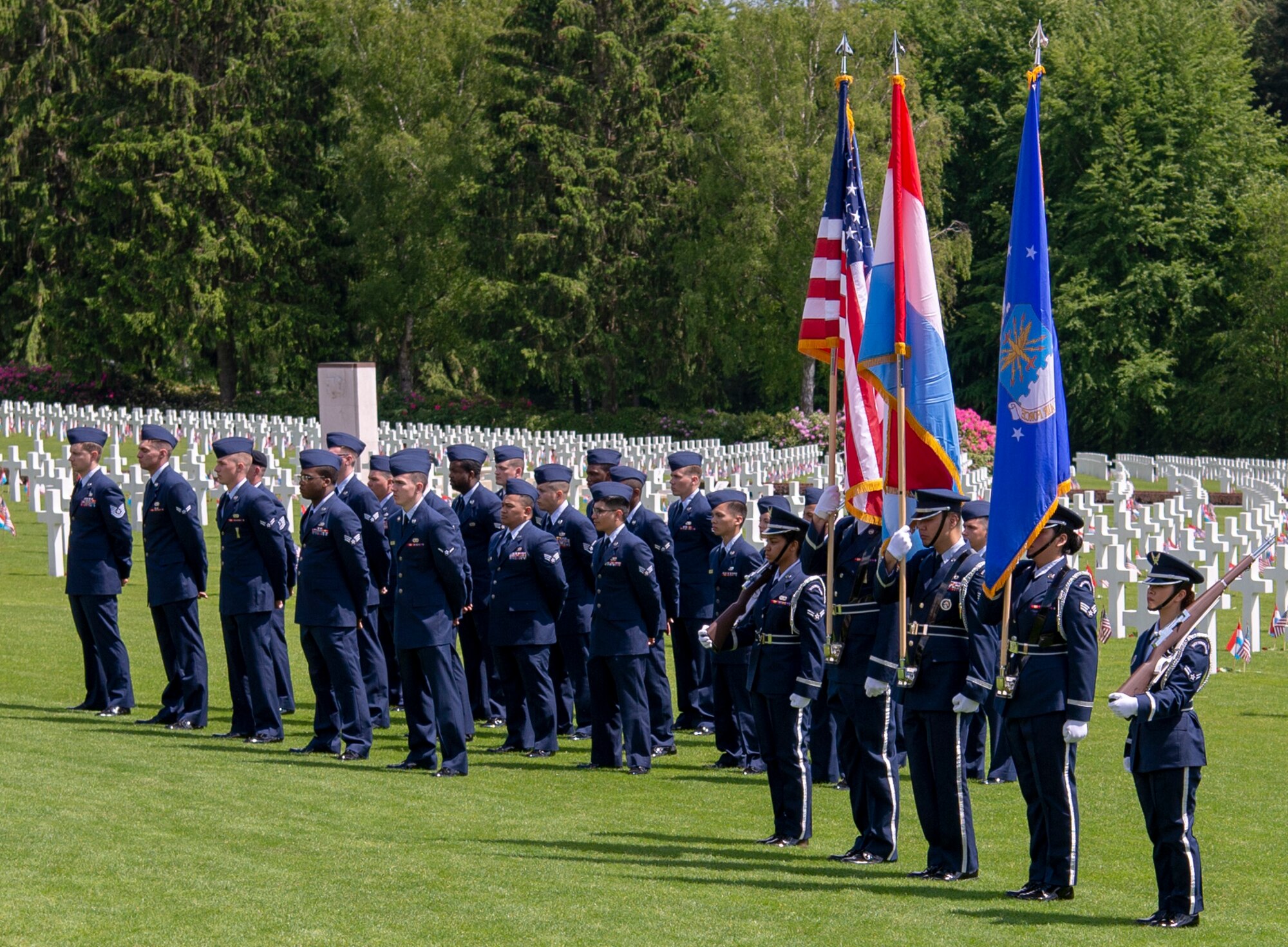 The 52nd FW color guard performed alongside their Luxembourg military counterparts.