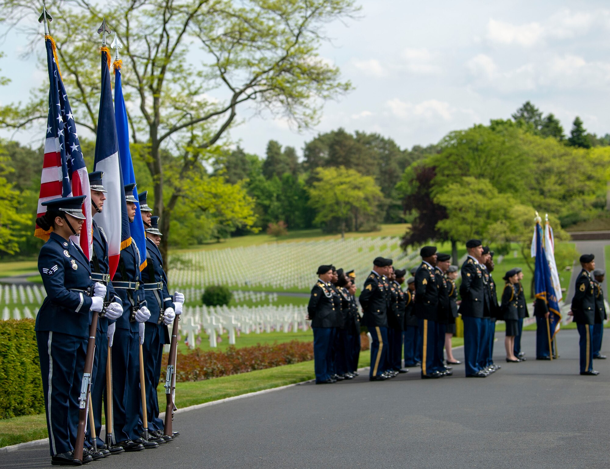 The cemetery covers 113.5 acres and is the final resting place for more American service members killed during World War II than any other cemetery in Europe.