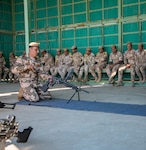 Iraqi instructors from the 2nd Non-Commission Officer School of Infantry train Iraqi army soldiers on the proper way to strip and assemble the M240B machine gun and the M249 light machine gun at Camp Taji, Iraq, Mar. 19, 2019. The soldiers are under the supervision of Australian army trainers from Task Group Taji 8, which is a combined Australian-New Zealand Task Group that provides the Iraqi Security Forces with training to enable the stabilization of areas cleared of Daesh. The Coalition advises and assists the Iraqi Security forces in seven key security functions: security policy, security operations, training, sustainment, intelligence, counterterrorism and aviation. The Iraqi Army School of Infantry NCO 2 recently achieved initial operating capability, meaning that the school can perform 75 percent of its operations without Coalition assistance.