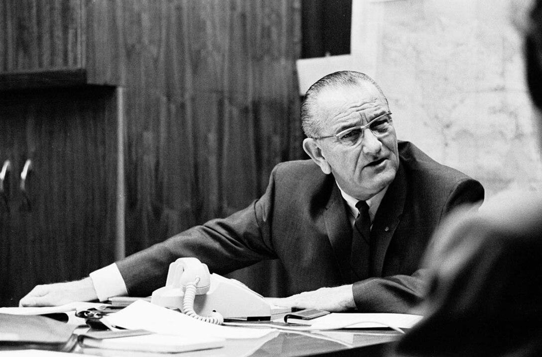 President Johnson meeting with National Security Council