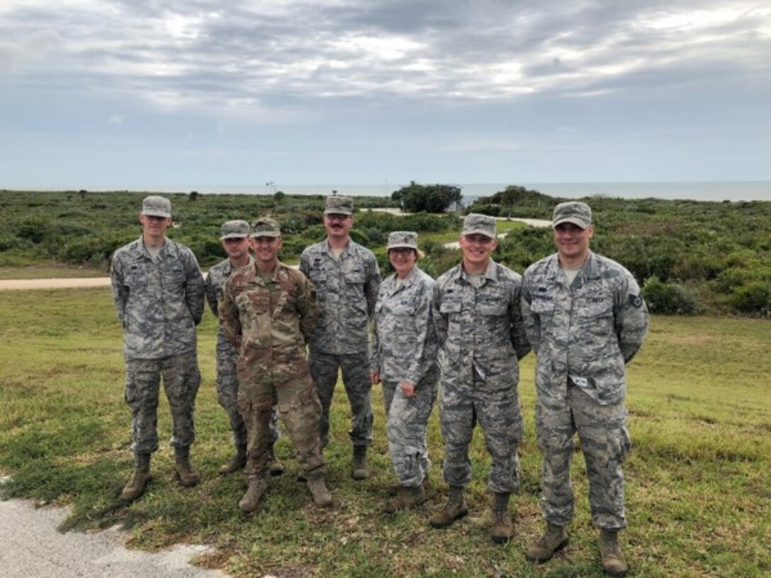 Minnesota Air National Guard Airmen from the 133rd Airlift Wing, 210th Engineering Installation Squadron represent one of the teams working with the 45th Space Communications Squadron during an cable installation project on 21 Feb, 2019 at Patrick Air Force Base, Fla. (Courtesy photo)