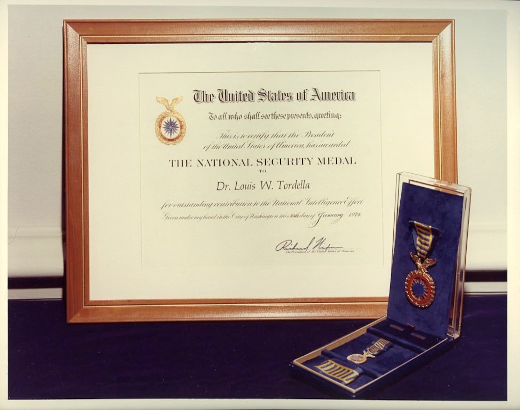 National Security Award received by NSA Deputy Director Dr. Louis Tordella