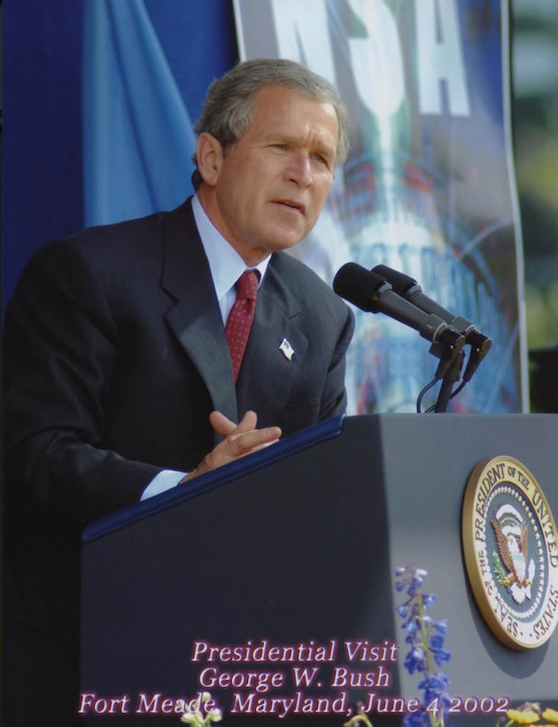 President George W. Bush delivers speech during his visit to National Security Agency