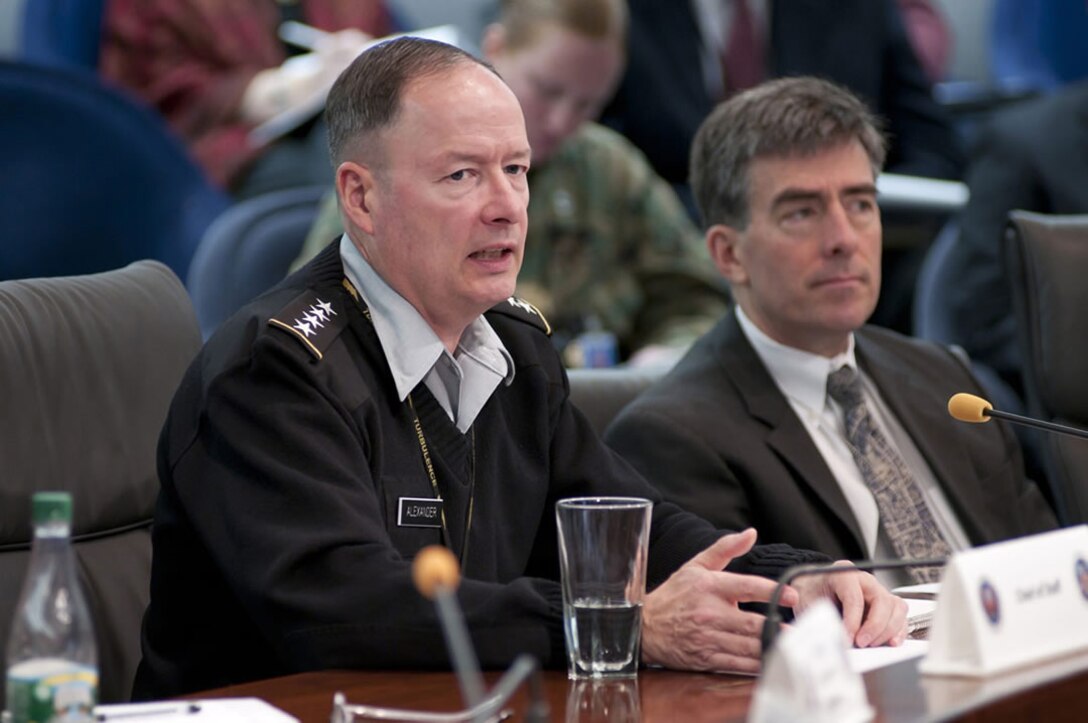 NSA Director GEN Keith B. Alexander, USA, and NSA Deputy Director John 'Chris' Inglis at Campaign Update in the Director's Large Conference Room