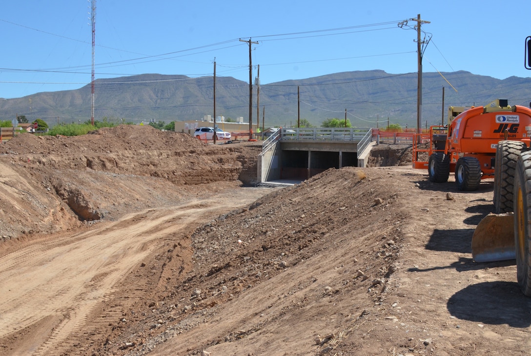 ALAMOGORDO, N.M. – A portion of the McKinley Channel Flood Control Project currently under construction, May 17, 2019.
