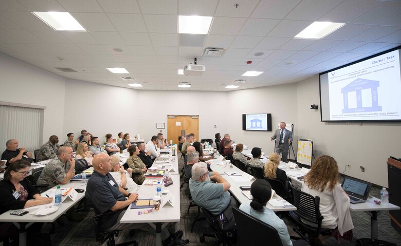 Members from Air Force Reserve Command attend a continuous process improvement symposium held at the Advanced Technology and Training Center in Warner Robins, Georgia, May 9, 2019. (U.S. Air Force photo by Master Sgt. Stephen D. Schester)