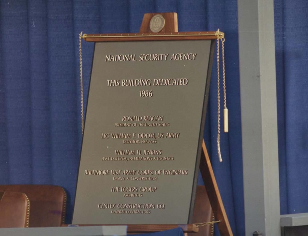 Building plaque from the dedication of Operations 2A and 2B Buildings