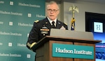 Hudson Senior Fellow Rebeccah Heinrichs and Lt. Gen. Robert P. Ashley Jr. field questions from the audience following the keynote address and discussion, May 29. (Photo courtesy of the Hudson Institute)