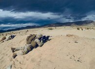 The U.S. Marines of Company A, 1st Battalion, 4th Marines, 1st Marine Division (Rein), execute live-fire squad attacks at Range 108 at Marine Corps Air Ground Combat Center TwentyninePalms, California, Mar. 22nd, 2018. Range 108 is a squad fire and maneuver range that was used as Company A’s culminating squad event of Talon Exercise 2-18. Talon Exercise is a Service Level Training Exercise held twice annually with an infantry battalion training in conjunction with Weapons and Tactics Squadron 1 both at TwentyninePalms and at Marine Corps Air Station, Yuma, Arizona.
