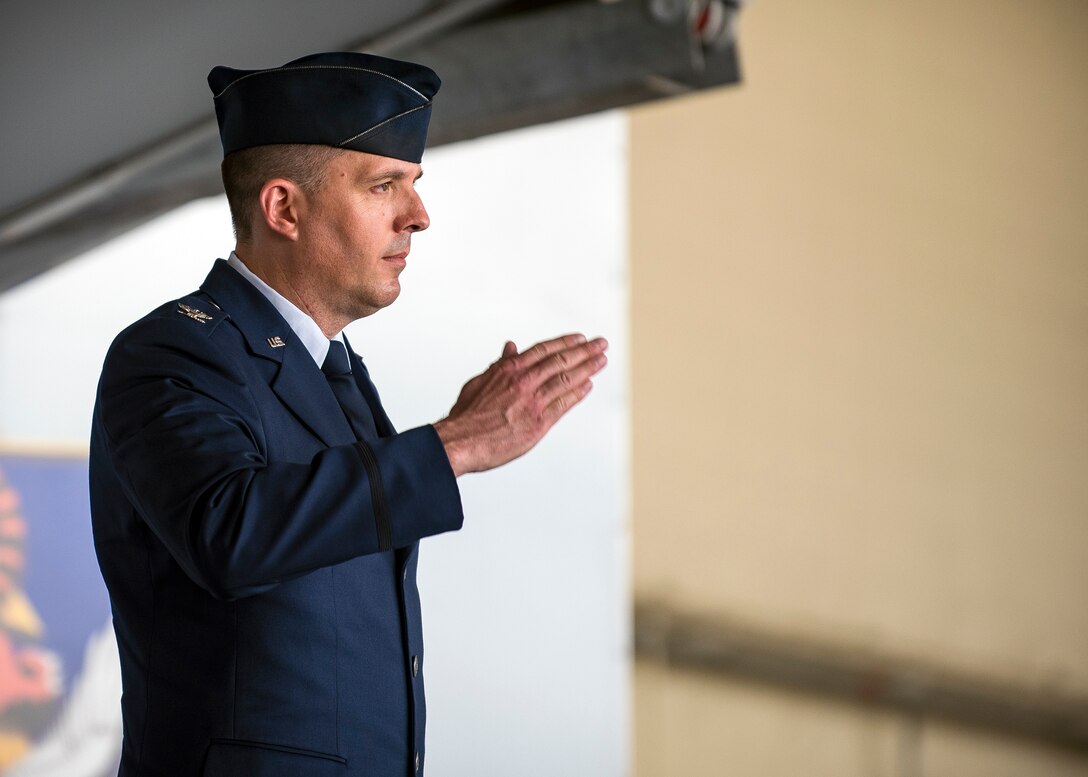 Col. Daniel P. Walls, 23d Wing commander, renders his first salute to Airmen of the 23d Wing during his change of command ceremony, May 31, 2019, at Moody Air Force Base, Ga. Walls is coming from Osan Air Base, Republic of Korea, where he served as the commander of the 51st Operations Group. As an A-10C Thunderbolt II pilot with more than 3,000 flying hours, 566 combat hours and experience leading Airmen at every level, Walls is prepared for the challenges of commanding the 23d Wing. (U.S. Air Force photo by Airman 1st Class Eugene Oliver)