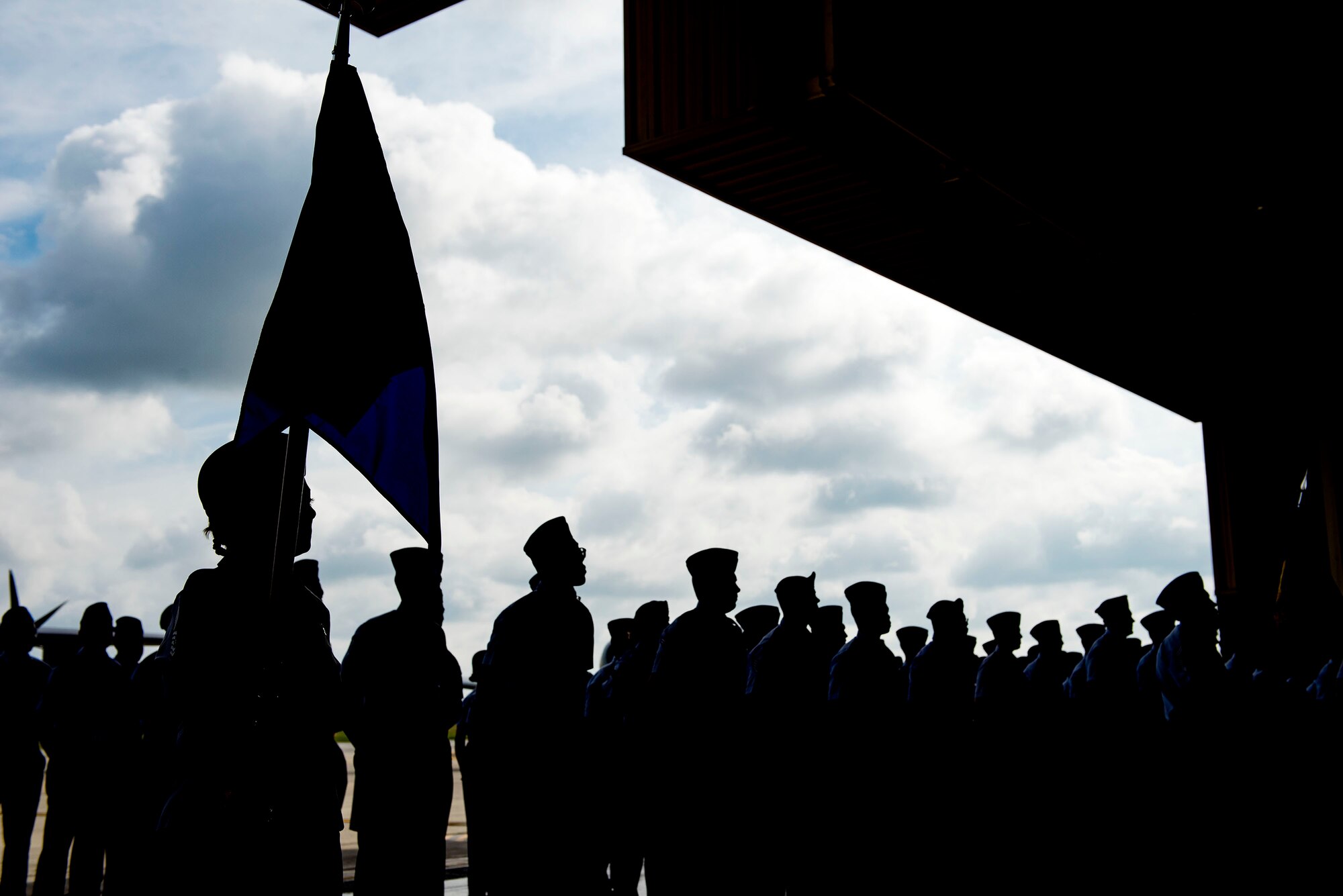 Airmen from the 23d Wing stand in formation during a change of command ceremony, May 31, 2019, at Moody Air Force Base, Ga. The ceremony is a military tradition that represents a formal transfer of a unit’s authority and responsibility from one commander to another. (U.S. Air Force photo by Senior Airman Erick Requadt)