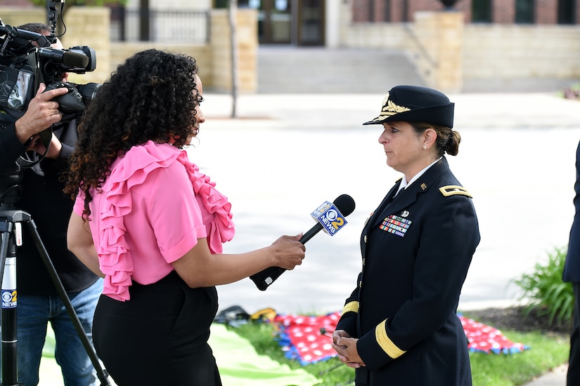 Memorial Day during an interview with CBS Channel 2 News during the Village of Arlington Heights Memorial Day commemoration, Mar. 27, 2019.