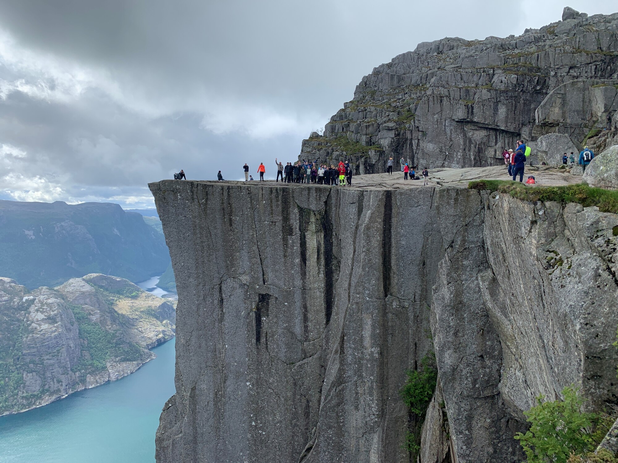 The 426th Air Base Squadron participated in a resiliency hike to Preikestolen—the Pulpit Rock.  Preikestolen is a local geologic feature that rises 1,981 feet above the Lysefjord. (U.S. Air Force Courtesy Photo)