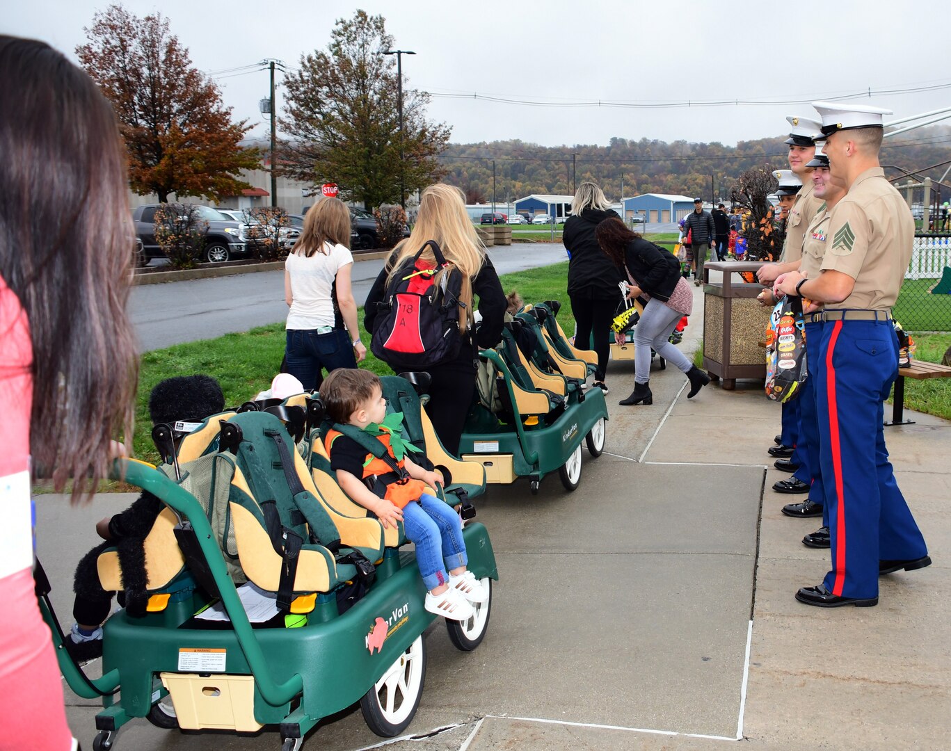 Parade goers in Defense Distribution Center Susquehanna’s annual “Spooktacular” Halloween Parade step off dressed to impress