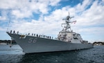The USS John S. McCain departs Fleet Activities Yokosuka to conduct comprehensive at-sea testing.